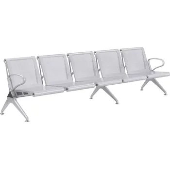 SPRING 5, kovová lavice do čekárny, 5-sedák, kostra stříbrná