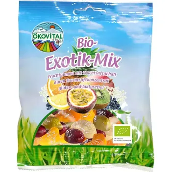 Bonbon Oekovital Bio ovocné želé bonbony ve tvaru ovoce Exotický mix 80 g