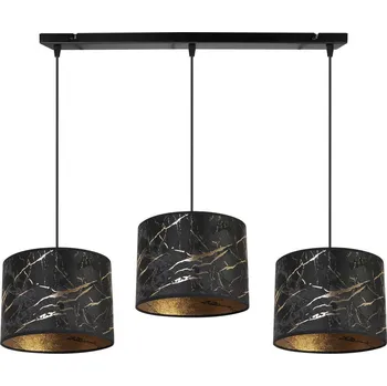 Závěsné svítidlo Werona 3, 3x černé textilní stínítko se vzorem, g