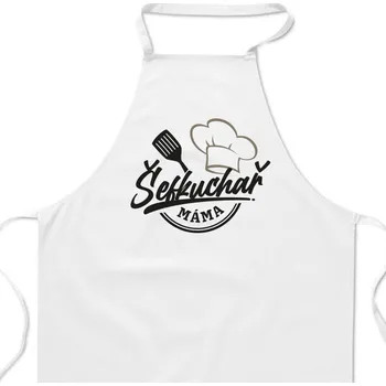 Kuchyňská zástěra Zástěra bílá Šéfkuchař máma