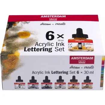 Sada akrylových inkoustů Amsterdam pro Lettering 6 x 30 ml