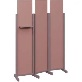 Paraván ATMOSFERE LINE 319, dřevěný 3-dílný paraván, mobilní, výška 1900 mm, rám sandy lilac, výplň antická růžová, polička