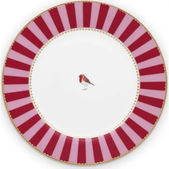 Talíř Pip Studio talíř Love Birds s proužky červený, 21 cm