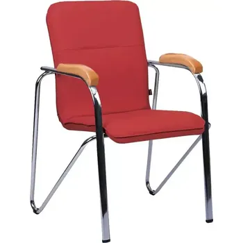 LAURA židle, koženka červená, područky buk