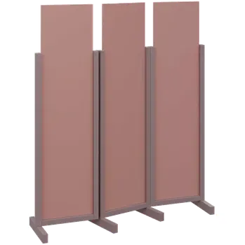 Paraván ATMOSFERE LINE 116, dřevěný 3-dílný paraván, mobilní, výška 1600 mm, rám sandy lilac, výplň antická růžová