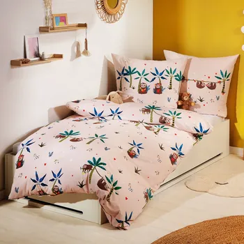 Povlečení Kaeppel Spící lenochodi růžové 140 x 200, 70 x 90 cm zip