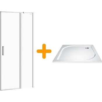 Sprchové dveře CERSANIT/S - SPRCHOVÉ DVEŘE 90, PRAVÉ TRANSPARENT SKLO + VANIČKA S162-006-SET1