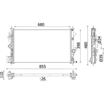 Chladič motoru Chladič, chlazení motoru MAHLE CR 2265 000P