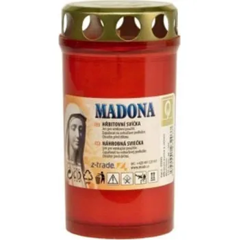 Svíčka Madona Hřbitovní svíčka s víčkem lisovaná červená, hoří až 2 dny, 135 g