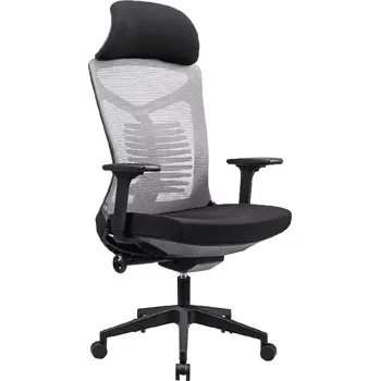 DENALI židle kancelářská, podhlavník, kříž nylon, látka/MESH šedá