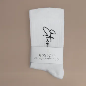 Dětské ponožky se jménem Velikost: 31-34, Barva nitě: Černá, Barva ponožek: Bílá