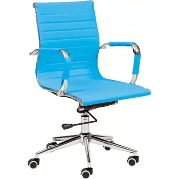 PARMA židle kancelářská, kříž chrom, ekokůže modrá