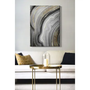 Obraz ASIR Obraz na plátně ACHÁT SE ZLATÝM ŽILKOVÁNÍM 70 x 100 cm