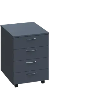 Zásuvkový kontejner EK 1 - 01 kontejner pojízdný, 4-zásuvkový, deska 18 mm, bez zámku, antracit