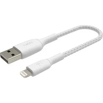 Datový kabel Belkin BOOST CHARGE™ Lightning/USB-A kabel, 15cm, bílý - odolný CAA002BT0MWH