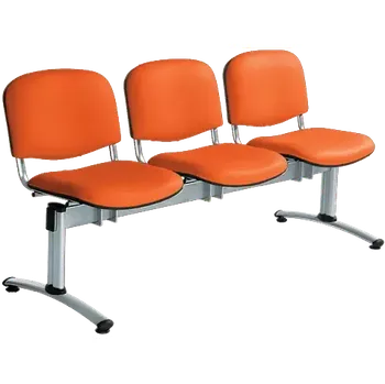 CL - 23, čalouněná lavice do čekárny, 3-sedák, látka SUE - S 46 oranžová, kostra chrom
