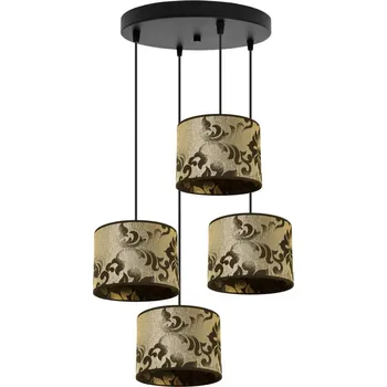 Závěsné svítidlo Werona 1, 4x černé/zlaté textilní stínítko se vzorem,