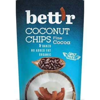 Sušená potravina Bett´r Bio kokosové chipsy s příchutí jemné kakao 70 g