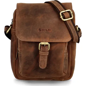 Kabelka Luxusní pánská kožená crossbody Diviley Dettrio, hnědá