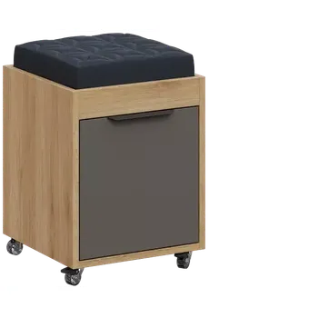 Zásuvkový kontejner AERO 51 kontejner pojízdný s černým polštářkem, 1-zásuvkový, zámek, lávově šedá/dub fjord