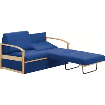 Sedací souprava RO - R pohovka rozkládací, dřevěná, koženka HOLY N 1 - koženka modrá