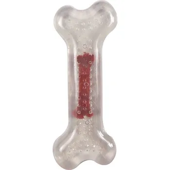 Hračka pro psa Hračka FLAMINGO guma TPR - kost transparentní s hovězí příchutí 9cm