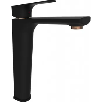 Vodovodní baterie Rubineta - Umyvadlová vysoká baterie MODENA-18D černá-růžově zlatá OLBAMOD18DBG