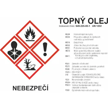 GHS štítek - Topný olej samolepící vinylová fólie A8 (74 x 52 mm)