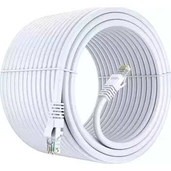 Síťový kabel Extrémně výkonné vysoce kvalitní 550MHz UTP kabel Cat6 30.5m Bílý (CAT 6 White 100 type CM 24 AWG 4PR E314104 ETL Délka kabelu: 30.5m)