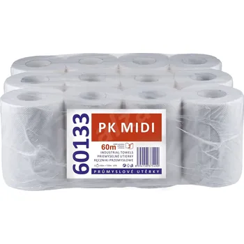 Papírový ručník Papírové ručníky LINTEO PK MIDI 2-vrstvé, 100% celulóza, 60m návin (12 rolí)