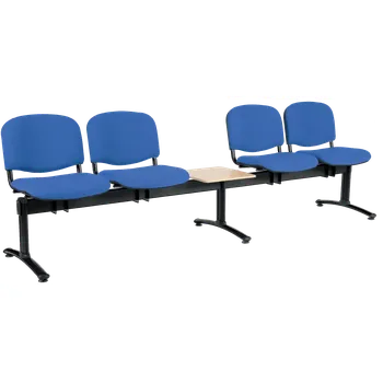 CL - 25 + D, čalouněná lavice do čekárny, 4-sedák, stolek, koženka AN - 067 nebeská modrá, kostra černá