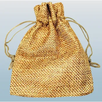 Dárková taška Dárkový pytlíček stahovací, 9x12cm, tmavě zlatý
