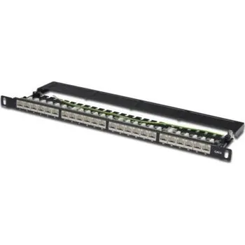 Patch panel Digitus CAT 6 Patch Panel, stíněný, 24 portů RJ45 s uzávěrem, 8P8C, LSA, 0,5U, 19 [34]montáž do stojanu, bl