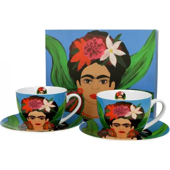 DUO Gifts DG - Porcelánové šálky s podšálky Frida Kahlo v dárkové krabičce - 2*250 ml