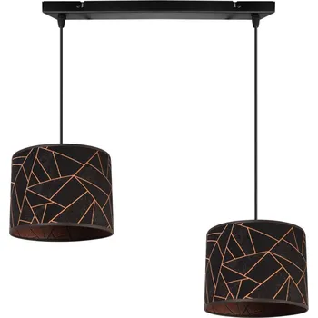Závěsné svítidlo Werona 6, 2x černé textilní stínítko se vzorem, c