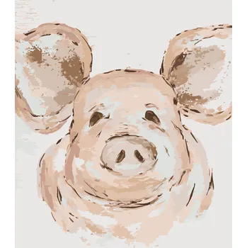 ZUTY Malování podle čísel - RŮŽOVÉ PRASE (HALEY BUSH) Rozměr: 40x50 cm, Rámování: bez rámu a bez vypnutí plátna