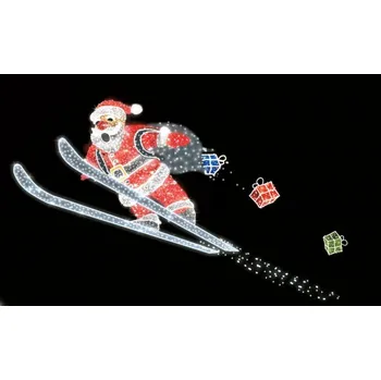 Vánoční osvětlení Polamp POL-1001 - 3D dekorace - Santa na lyžích - 200 X 350CM