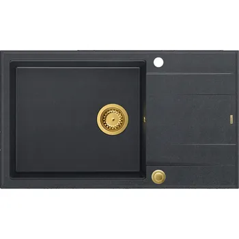 Granitový dřez Quadron Evan dřez graniteq 86x50 cm černá HCQE58650U8_PVDG1_P2O