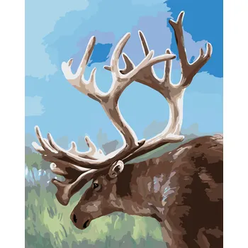 ZUTY Malování podle čísel - SOB A VELKÉ PAROŽÍ (D. RUSTY RUST) Rozměr: 40x50 cm, Rámování: bez rámu a bez vypnutí plátna