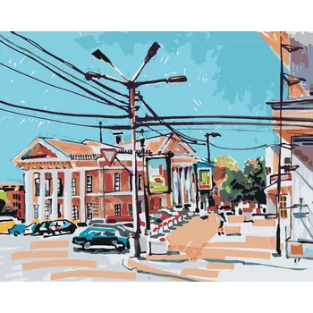 ZUTY Malování podle čísel - MĚSTSKÁ ČÁST V KYEVU Rozměr: 40x50 cm, Rámování: bez rámu a bez vypnutí plátna