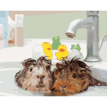 ZUTY Malování podle čísel - MORČATA VE VODĚ Rozměr: 40x50 cm, Rámování: bez rámu a bez vypnutí plátna