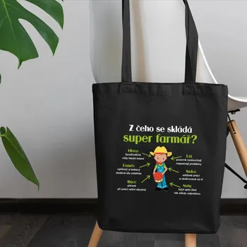 Žertovný předmět Z čeho se skládá super farmář? - taška s potiskem