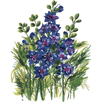 ZUTY Malování podle čísel - MODRÉ KVĚTY STRAČKY (ALEXANDRIA GILBERT) Rozměr: 40x50 cm, Rámování: bez rámu a bez vypnutí plátna