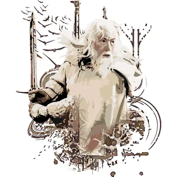 ZUTY Malování podle čísel - MALOVANÝ GANDALF (PÁN PRSTENŮ) Rozměr: 40x50 cm, Rámování: bez rámu a bez vypnutí plátna