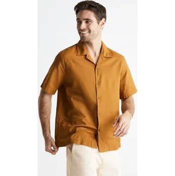 Pánská košile Celio Lněná košile Basurf - Pánské Celio hořčicová 1926203