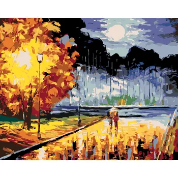 ZUTY Malování podle čísel - MILENCI NA VEČERNÍ PROCHÁZCE Rozměr: 40x50 cm, Rámování: bez rámu a bez vypnutí plátna