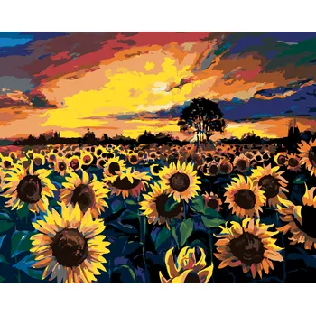 ZUTY Malování podle čísel - POLE PLNÉ SLUNEČNIC Rozměr: 40x50 cm, Rámování: bez rámu a bez vypnutí plátna