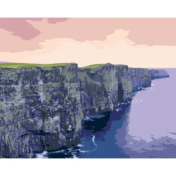 ZUTY Malování podle čísel - MOHERSKÉ ÚTESY, IRSKO (TED DAVIS) Rozměr: 40x50 cm, Rámování: bez rámu a bez vypnutí plátna