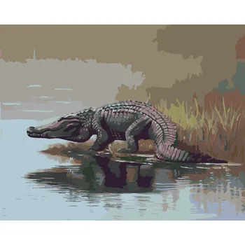 ZUTY Malování podle čísel - ALIGÁTOR JDOUCÍ DO VODY (D. RUSTY RUST) Rozměr: 40x50 cm, Rámování: bez rámu a bez vypnutí plátna