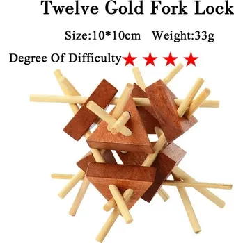 Hlavolam Dřevěný hlavolam - Dvanáct zlatých ForkLock